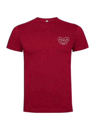 Burgundy T-shirt with white embroidery